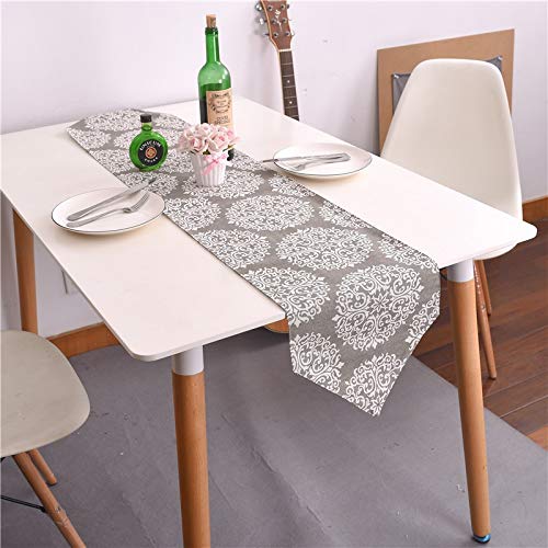 Bestenrose Table Runner Home Tablecover Decorative 2 sides Cotton Linen Classic Table Bedding Mat Dining Room Party Holiday Decoration (Flower, 12" x 70“(32 * 180cm))