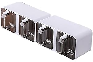 SundiooK Condiment Jar Spice Container with Spoons, Salt and Sugar Storage Set of 4, Clear Glass Kitchen Organization Jars He