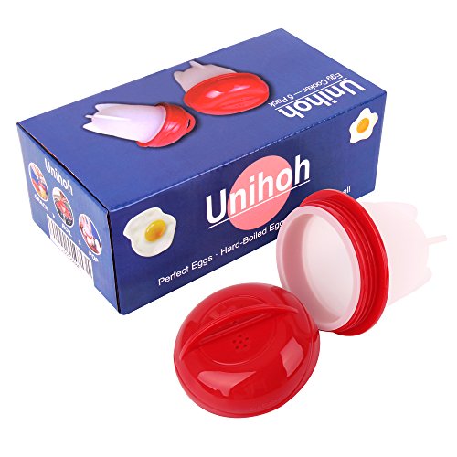 Egg Cooker Hard & Soft Boiled Maker Set 6 Packs Nonstick Silicone Eggs Boiler Cookers Egg Poacher Steamer Without Egg Shell (Red)