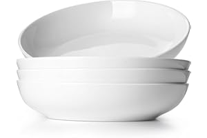 LIFVER 9.75" Pasta Bowls Set of 4, 50 Ounces Large Salad Bowls, Ceramic Pasta Plates Set for Serving Soup, Pasta, Noodle, Din