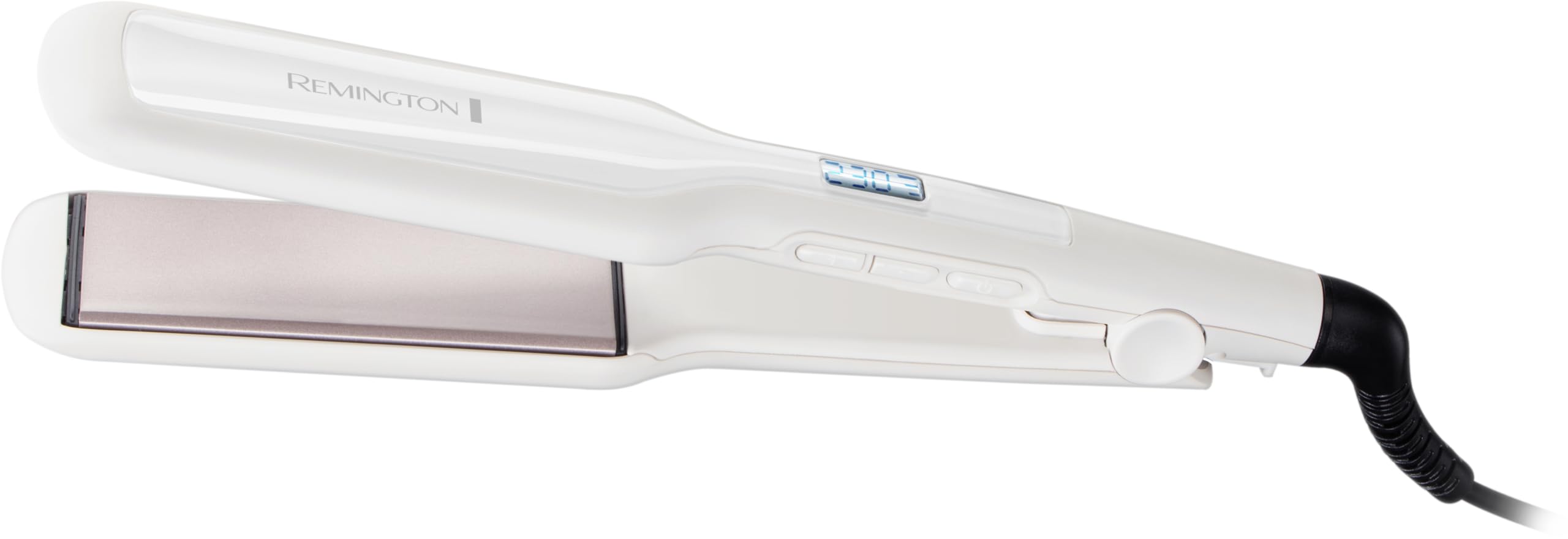 Remington Hair Straightener Pro Ceramic (Extra Wide Plates, 45mm Floating Plates for Thick, Frizzy, Curly and Very Long Hair, Digital Display, 15 Second Heat up, 9 Settings from 150-230°C) S5527