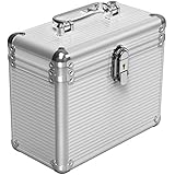 ORICO Aluminum 3.5 inch Hard Drive Protective 5 Bay Storage Box with Lock - Moisture Proof, Water Resistant, Static Proof, Perfect for Media Offices, Photography, Graphic Design - Silver