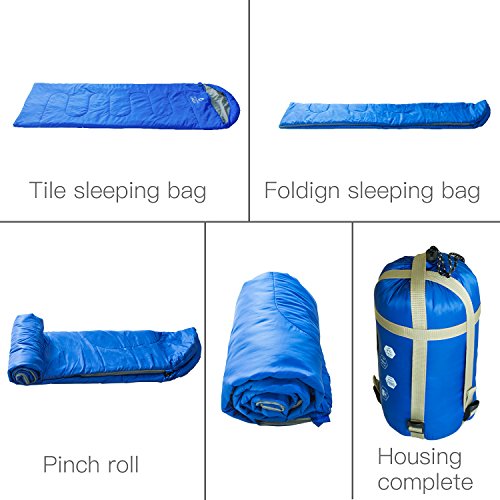 ECOOPRO Sleeping Bag 60F/15C– Single Envelope Lightweight Portable Waterproof&Compact with Compression Sack- Outdoor Camping, Backpacking&Hiking -Great for 4 Season Sleeping Bag Blue