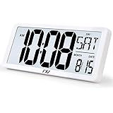 TXL Large Digital Wall Clock with Backlight, 14.17" Battery Operated Alarm Clock with Day, Date & Temperature, Jumbo Display 