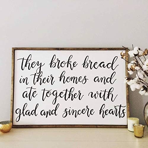 10EvanButl Broke Bread Sign Acts 2 46 Housewarming Dining Room Signs Acts Wood Sign Dining Room Signs They Broke Bread In Their Homes
