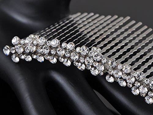 Alilang Contemporary Elegant Silver Tone Clear Crystal Rhinestone Bridal Hair Comb