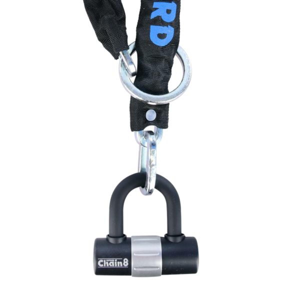 Oxford Chain8 Chain Lock and Mini Shackle - Black, 8 mm x 1000 mm
