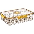 CottonColors Egg Holder for Fridge - 24 Egg Plastic Refrigerator Organizer - Stackable Storage With Lids