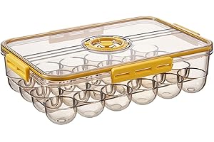 CottonColors Egg Holder for Fridge 24 Egg Container for Refrigerator Plastic Egg Organizer for Refrigerator Stackable Egg Storage With Lids for Timer