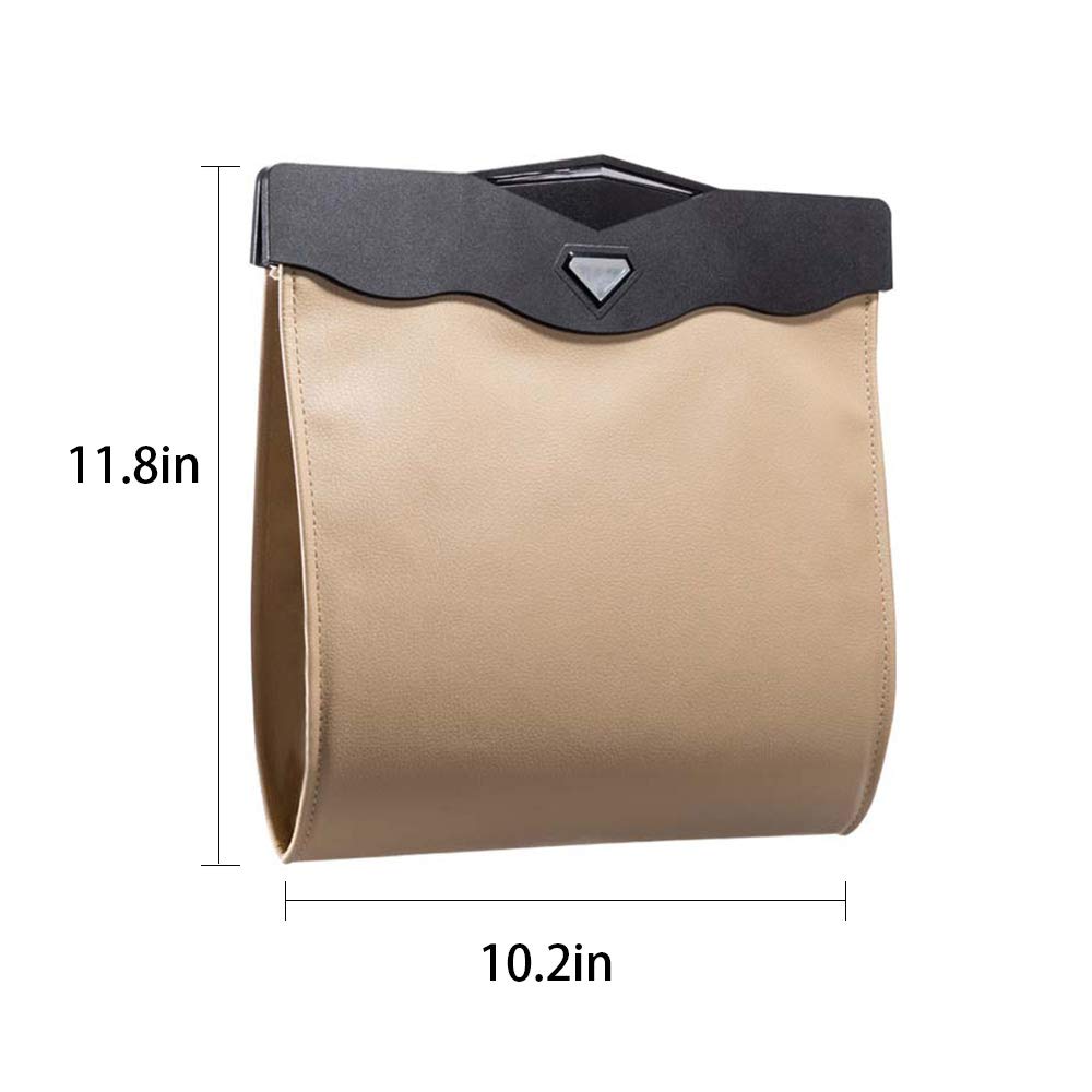 QUEES Car Trash Bag Magnetic Garbage Bag Auto Litter Car Bag Great for Cars Back Seat,Khaki
