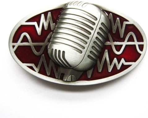 Hogar Mens Zinic Alloy Music Belt Buckle Electric Microphone Buckles Color Red