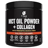 MCT Oil Powder + Collagen + Prebiotic Acacia Fiber - 100% Pure MCT's - Perfect for Keto - Energy Boost - Nutrient Absorption - Appetite Control - Healthy Gut Support - Salted Caramel