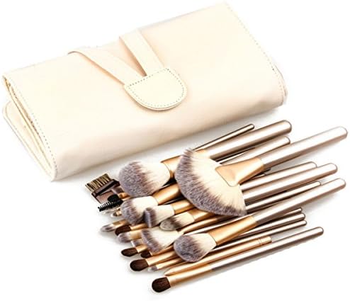 ashdown 24 Pcs Premium Synthetic Kabuki Makeup Brush Set Blush Eyebrow Face Liquid Powder Cosmetics Brushes Kit with Beige Package