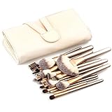 Aisa 24 Pcs Top Grade Kabuki Makeup Brush Set Cosmetics Foundation Blending Blush Eyeliner Face Powder Brush Makeup Brush Kit With Synthetic Leather Case Color Beige