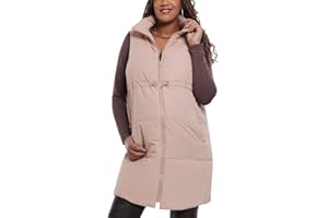 Motherhood Maternity Women's Sleeveless Long Pregnancy Puffer Vest with Pockets