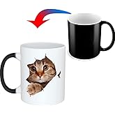 Babimarkeebei Heat Changing Mug, Funny Cat Heat Changing Ceramic Coffee Mug, 11 oz Heat Sensitive Color Changing Coffee Mug Cup, Cute Xmas Gift Mug for Women Men Kids