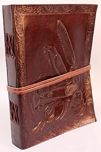 Incredible Antique Arts Handmade Vintage Embossed Leather Journal (Crow Leather Journal)