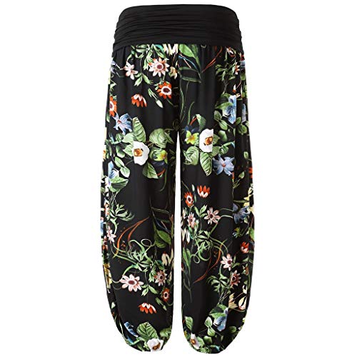 DONTAL Harem Pants Womens Plus Size Print Ladies Full Length Trouser Wide Leggings Green