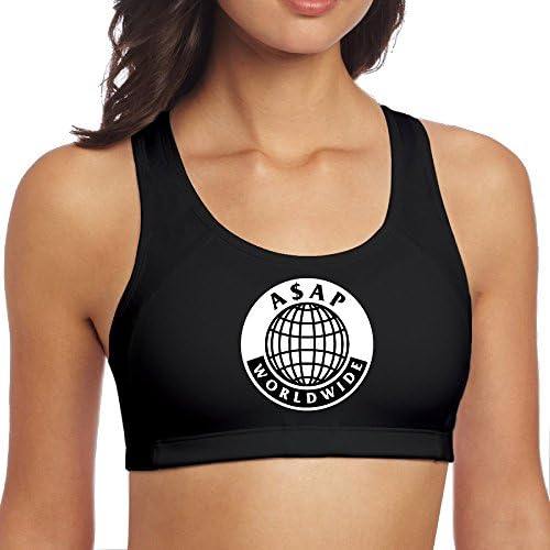 Women's Hip Hop AsAP Mob World Wide Logo No Chest Pad Running Sports Bra Top