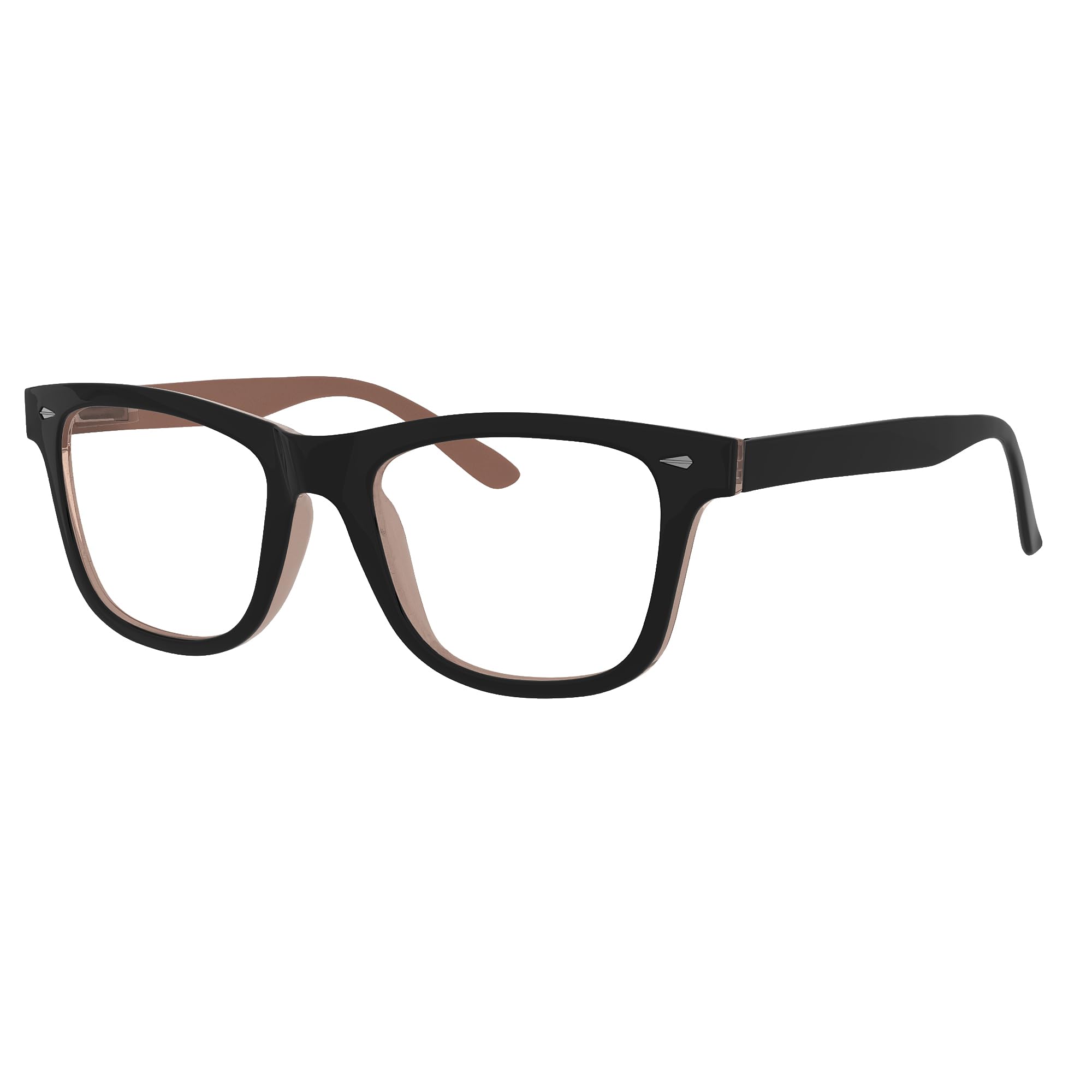 Eyekepper Design Reading Glasses Square Large Lenses Reader Eyeglasses for Women Reading Spring-Hinges Black-Brown