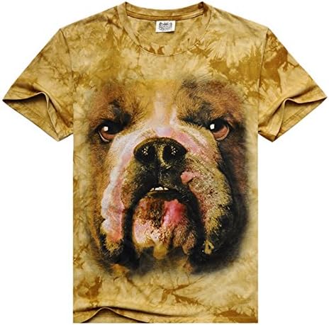 OSBEL Men's 100% Cotton Big Face Dog 3D T-Shirt (M, Dog)