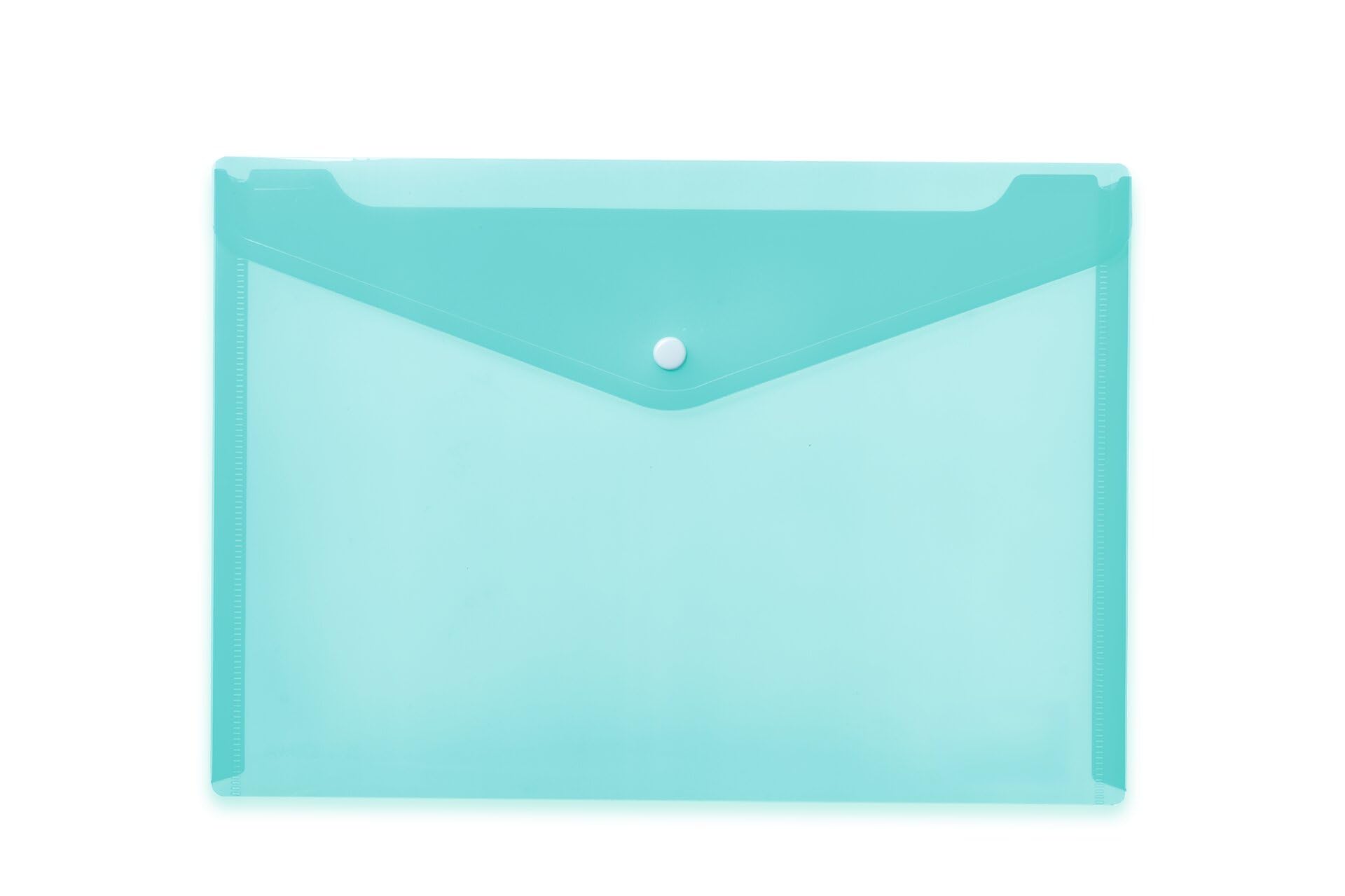 HERMA 20077 Document Wallet, A4 Transparent Turquoise, Pack of 5, Small Transparent Pockets Envelope with Press Stud, Plastic Envelope for School, University, Office, Travel