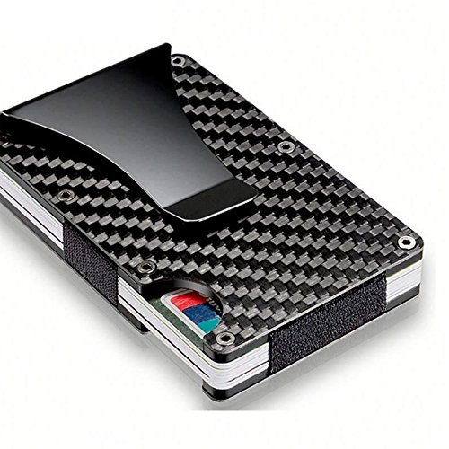 Veanic ZH-101 Slim Carbon Fiber Credit Card Holder Minimalist Business Card ID Holder RFID Blocking Front Pocket Wallet Money Clip