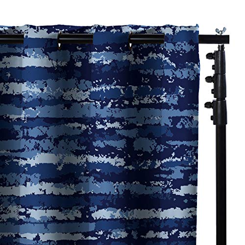 RoomDividersNow Premium Heavyweight Freestanding Room Divider Kit - Small A, 8ft Tall x 7ft - 12ft 6in Wide (Blue Stripe)