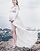 Saslax Maternity Split Front Sheer Chiffon Maternity Gown Maxi Bridesmaid Dress for Photos Shoot White XL