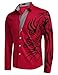 Coofandy Men's Fashion Print Dress Shirt Casual Cotton Button Down Shirts,Red,XLarge