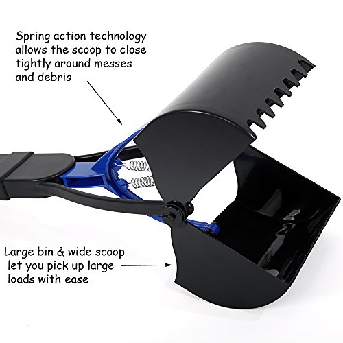LNE Long Handle Portable Pooper Scooper for Dog Cat Jaw Claw Rake