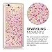 kwmobile TPU Silicone Case for Huawei P9 Lite - Soft Flexible Protective Cover with Flowing Liquid - Hearts Snow Globe Dark Pink/Transparent