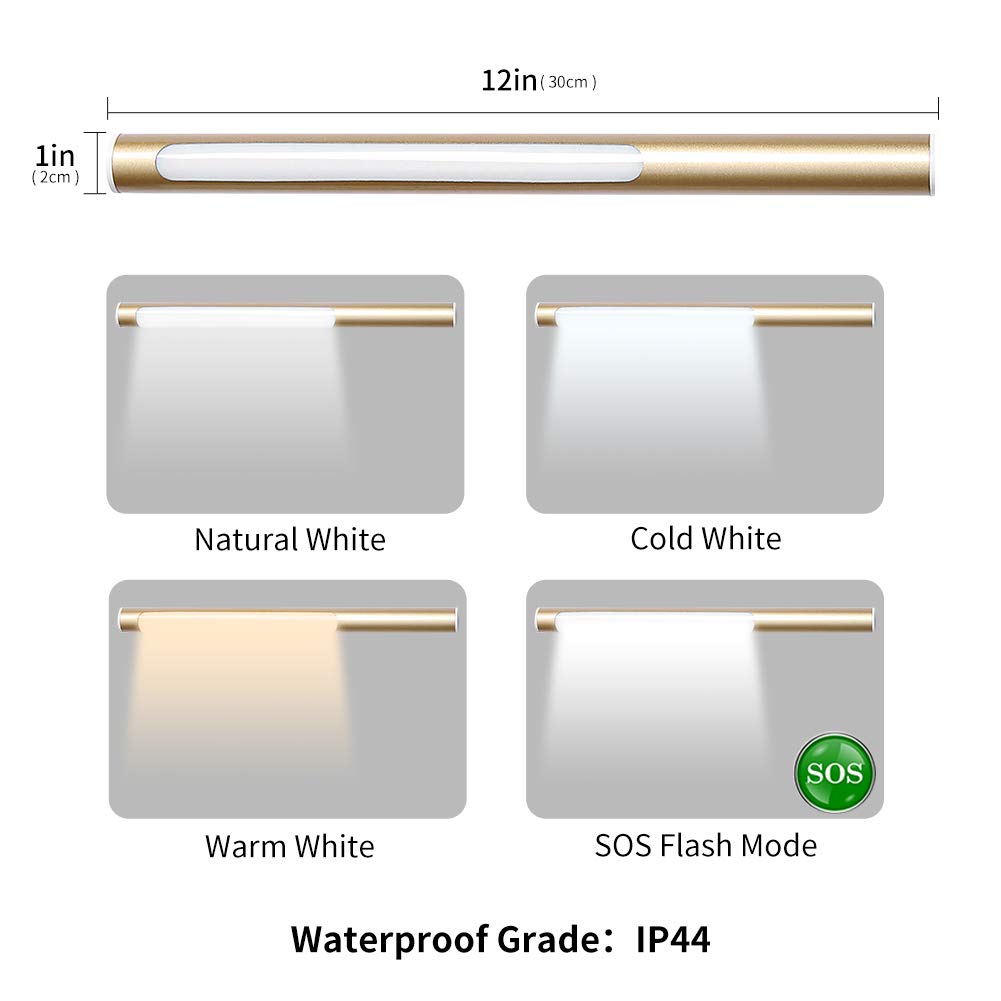 Rechargeable LED Wardrobe Light Stick-on Anywhere Under Cabinet Lighting - Waterproof, Adjustable level brightness,Portable Moving Light (White)