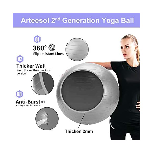 arteesol-Exercise-Ball-Gym-Ball-Anti-Burst-Yoga-Ball-45cm55cm65cm75cm-Extra-Thick-Swiss-Ball-with-Pump-for-Fitness-Birthing-Physio-Balance-Pilates Blackace arteesol Exercise Ball, Gym Ball Anti-Burst Yoga Ball, 45cm/55cm/65cm/75cm Extra Thick Swiss Ball with Pump…