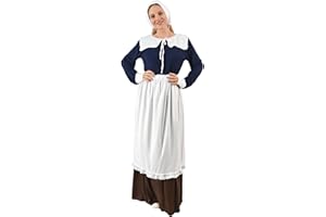 EraSpooky Womens Pilgrim Costume Adult Thanksgiving Day Puritan Outfits