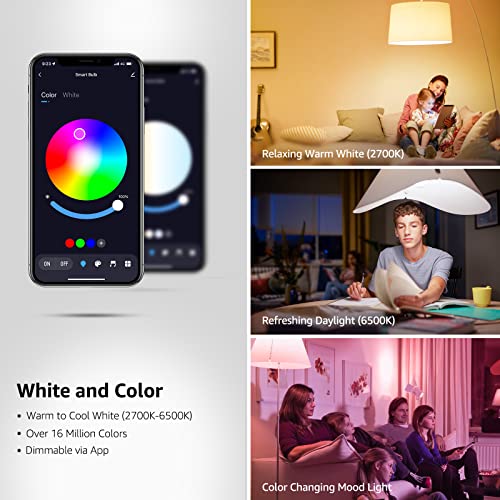 LE Color Changing Light Bulbs, Bluetooth Smart LED Bulb, Dimmable via