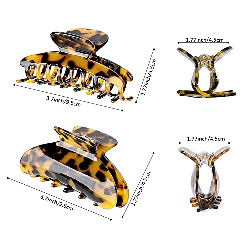 Hair Claw Clips for Thick Hair Tortoise Shell No Slip,3.8Inch Big Claw Hair Clips for Women Hair Accessories Claw Clips for Thin Hair Leopard Large