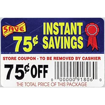Amazon.com: 75¢ Off Instant Savings Coupon Adhesive Food Labels - 3