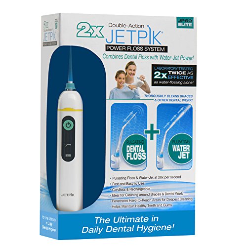 Jetpik JP50 Elite - Rechargeable Electric Dental Flosser Oral Irrigator with Pulsating Floss + Water Jet Pik Power