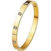 HighSpark Gold Bracelets for Women | 18K Gold Plated Stainless Steel Friendship Love Bangle Bracelet for Women | Lovely Gift