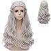 Probeauty 2017 New Long Braid Curly Women Cosplay Wigs for Daenerys Targaryen khaleesi+Wig Cap (Silver Curly Braid B)