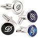 HJ Men's 1PCS Rhodium Plated Cufflinks Silver Initial Letter Shirt Wedding Business 4 Color A-Z