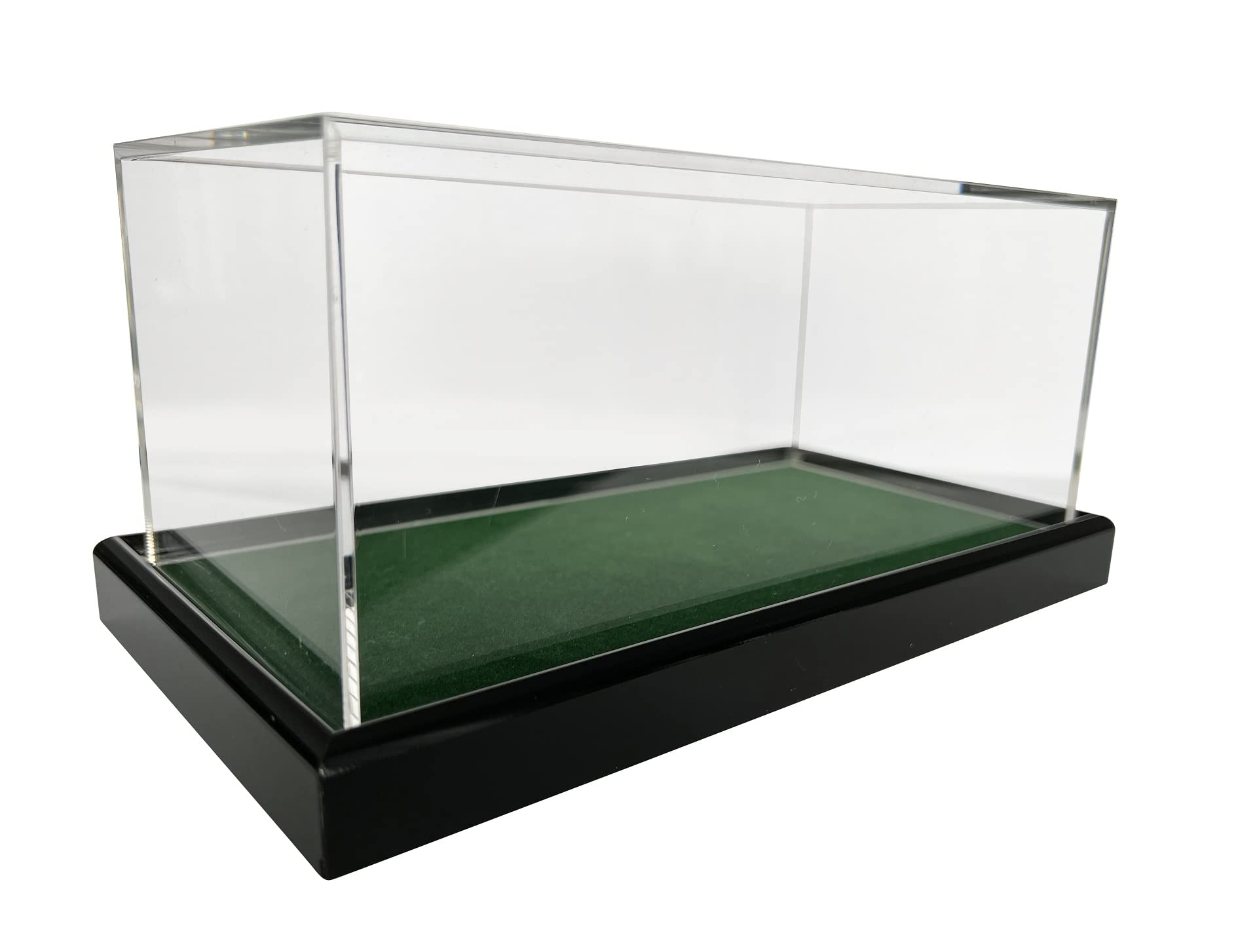 LL-Golf Large universal acrylic display case 22x12x10.5 cm / showcase with green velvet for model car 1:24, 1:32, tennis ball, baseball, 3 golf balls, minifigures, models, clock, minerals