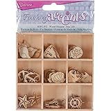 Finishing Accents 23466 Wooden Shapes Sea Life in Wood Box (45 Piece), Multicolor