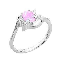 CloseoutWarehouse Oval Pink Simulated Opal Swirl