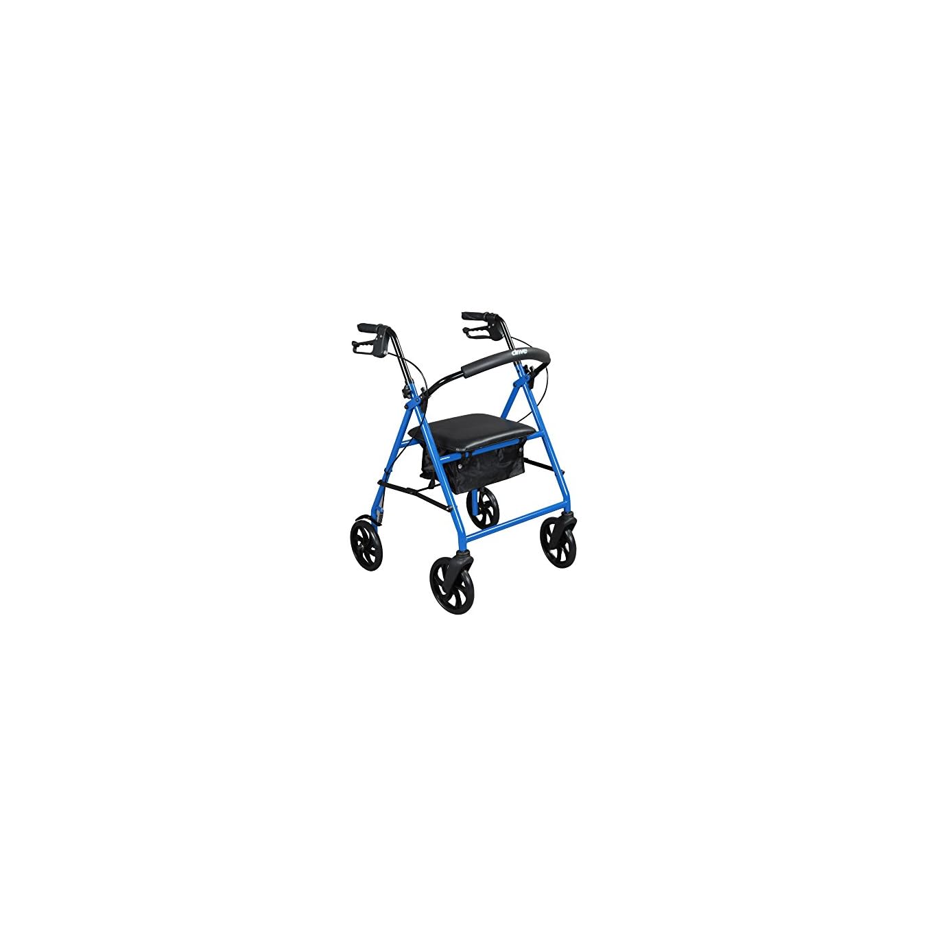 Drive Medical Steel Walker Rollator with 8 Inch Wheels, Blue Mobility Scooter Shop
