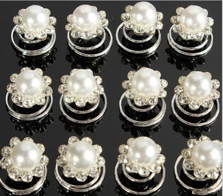 12 Pieces Clear Crystal Swirl Hair Twists Coils Spirals Hair Pin Clip Accessories