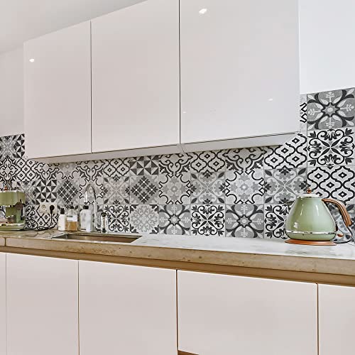 CREARREDA 67634 Adhesive Splash Guard, Dove Grey Stone, 260 x 60 cm, Vinyl, Tortora Cement Tiles