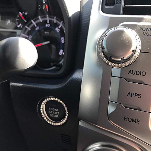 Anourney 4pcs White Crystal Rhinestone Universal Tire Valve Stem Caps Bling Car Accessories with 2Pcs Bling Crystal Rhinestone Ring Car Emblem Sticker for Engine Ignition Key Button AC Control Knobs