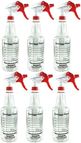 Green Grove Products Heavy Duty Professional Commercial Plastic Spray Bottle 32 fl oz. (Pack of 6) (Red-White)